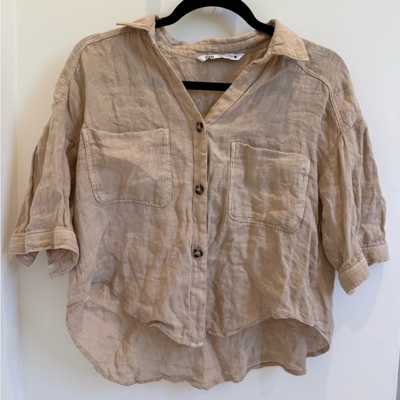 Zara Linen Button-Up Top - Picture 5 of 8